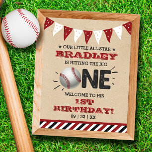 Den stora   Baseboll 1:a födelsedag Poster