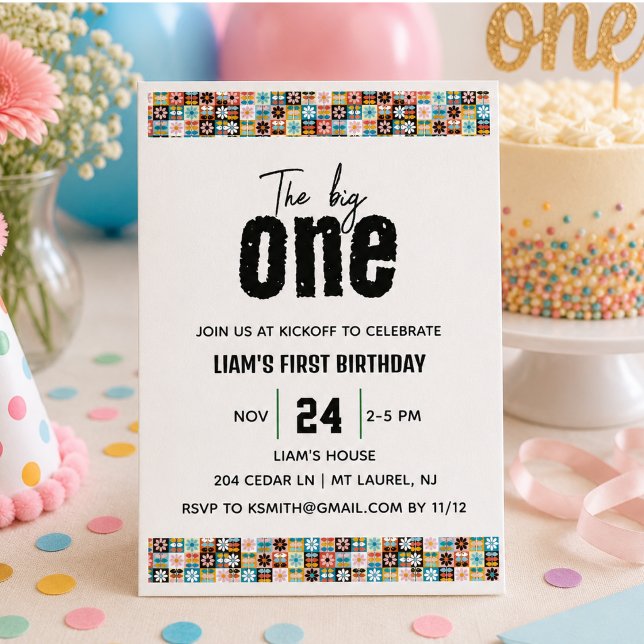Den STORA Ettårsfesten Inbjudningar (The BIG One 1st Birthday Invitation)