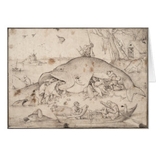 Den stora fisken äter lite fisken av Pieter Hälsningskort