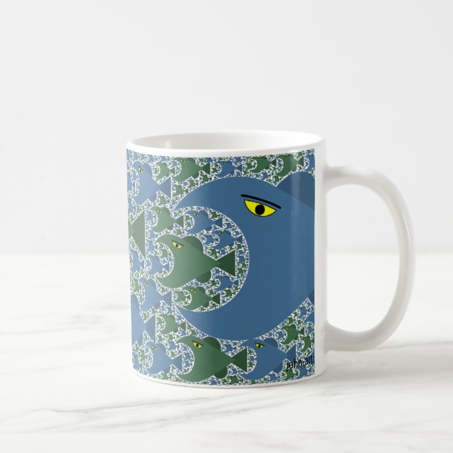 den stora fisken äter lite fisken kaffemugg (Höger)
