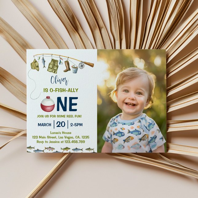 Den stora fiskevatten 1:a födelsedagsinbjudan inbjudningar (Skapare uppladdad)