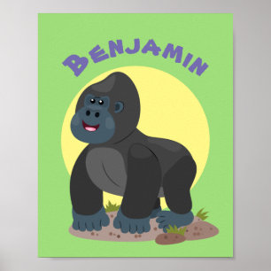 Den stora gorillaillustrationen för Cute lycklig-t Poster