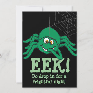 Den stora grönt spindelinbjudan till Halloween fes Inbjudningar