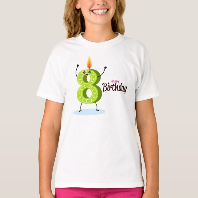 Den stora Grönten nummer 8 med Grattis på födelsed T Shirt (Framsida)