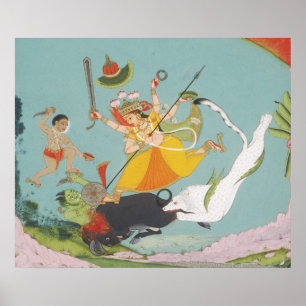 Den stora gudinnan Durga dödar buffeldemonen Poster