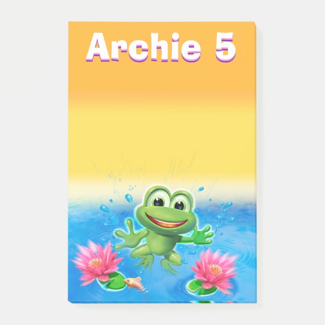 Den stora hoppa grodaanpassningsbar noterar post-it block (Framsida)