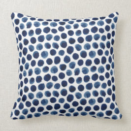Den stora indigoblått-/blåttvattenfärgpolkaen kudde