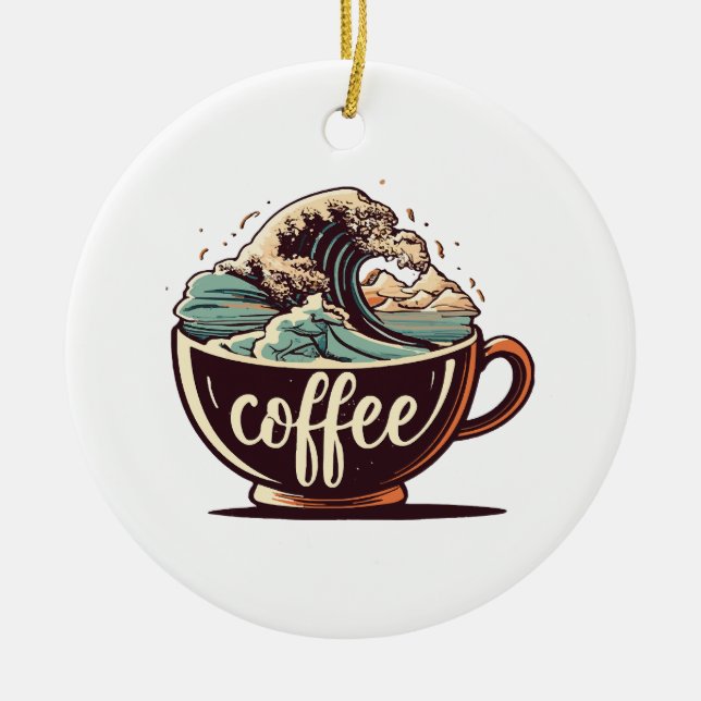 Den Stora Kaffe-Vågen Julgransprydnad Keramik (Framsidan)