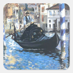 Den stora kanalen i Venedig Edouard Manet Fyrkantigt Klistermärke