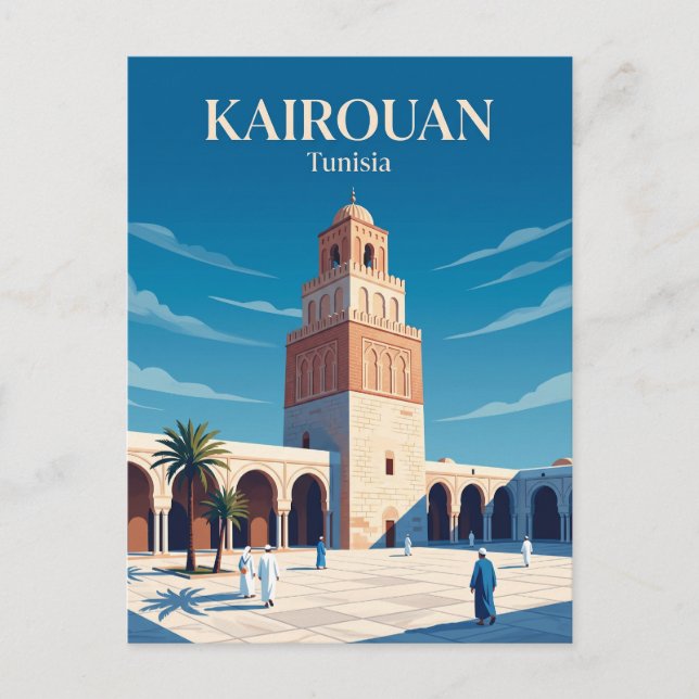 Den stora moskén i Kairouan Tunisien Vykort (Framsida)