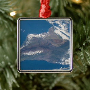 Den stora ön Hawaii och dess berg Julgransprydnad Metall