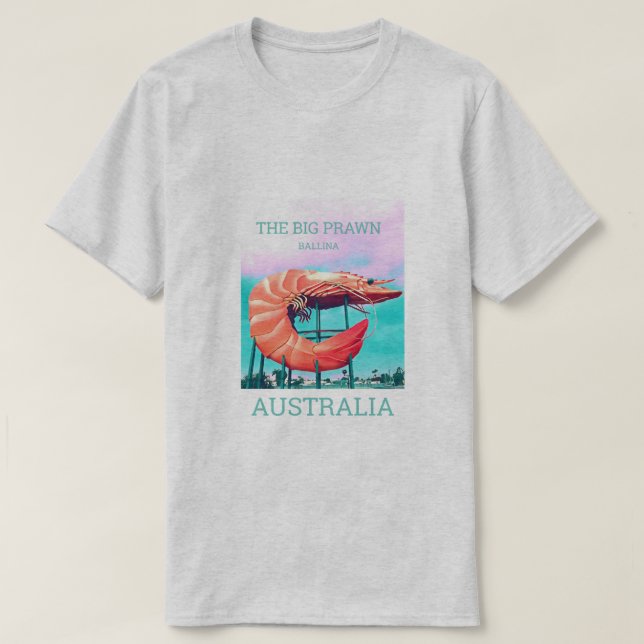 Den stora räkan roliga Australien reser symbolen T Shirt (Design framsida)