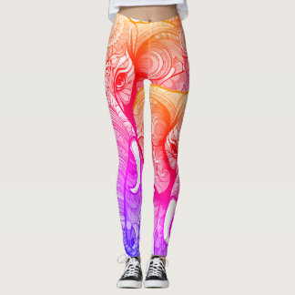 Den stora rosa elefanten på anpassad tajt mode leggings