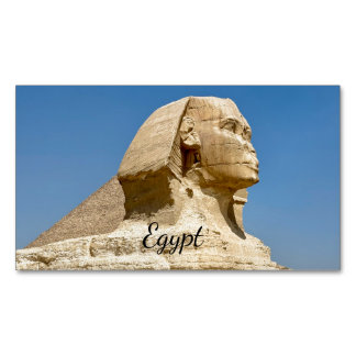 Den stora sfingen i Giza mot en klar blå himmel, Magnetiska Visitkort
