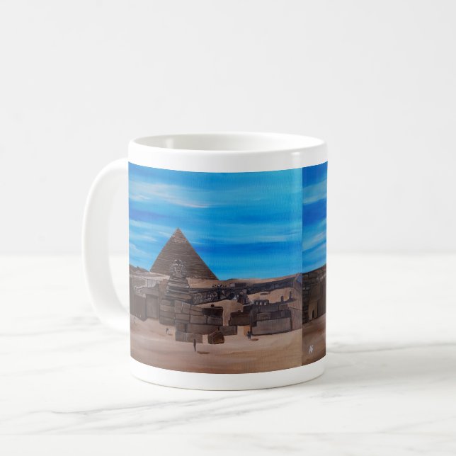 Den stora sfingen och pyramiden Khafre Kaffemugg (Framsida vänster)