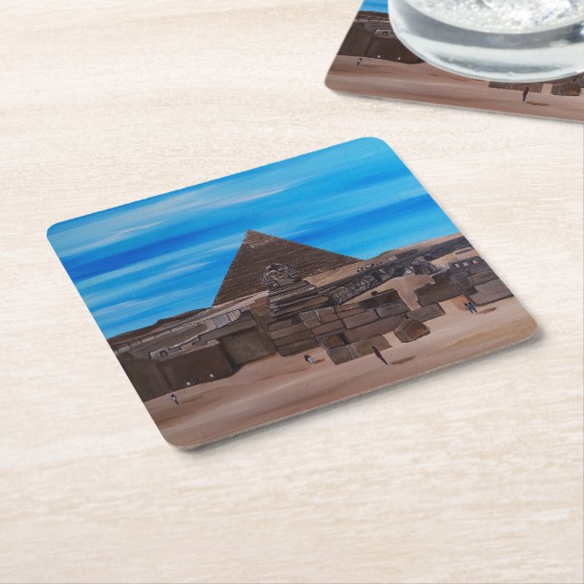Den stora sfingen och pyramiden Khafre Underlägg Papper Kvadrat (Vinklad)