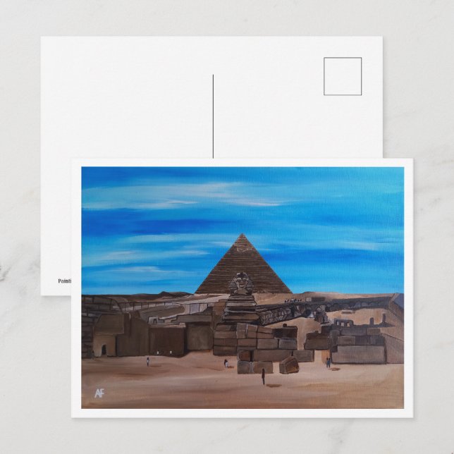 Den stora sfingen och pyramiden Khafre Vykort (Fram/baksida)