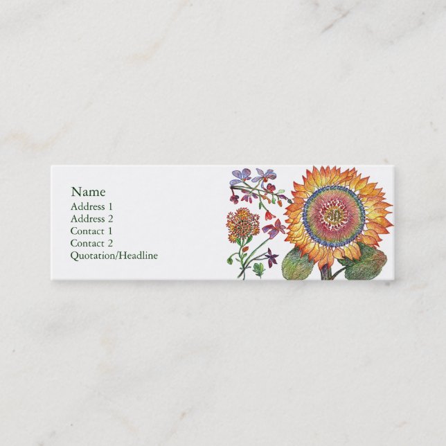 Den stora solskenblomman profilerar kortet mini visitkort (Framsida)