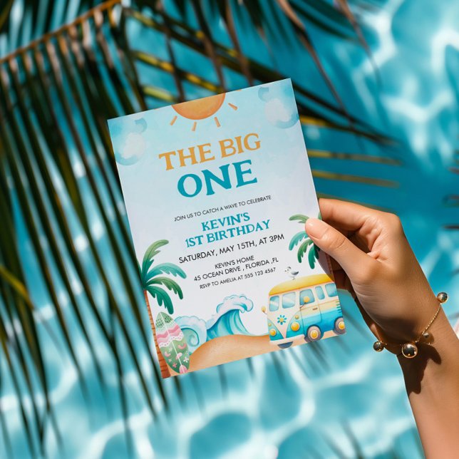 Den stora, Surfa födelsedagen Inbjudningar (Skapare uppladdad)