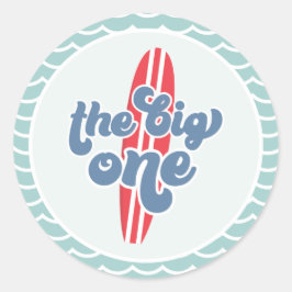 Den stora Surfan Beach 1:a födelsedag Runt Klistermärke