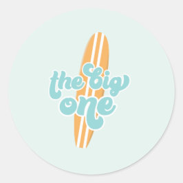 Den stora Surfan Beach 1:a födelsedag Runt Klistermärke