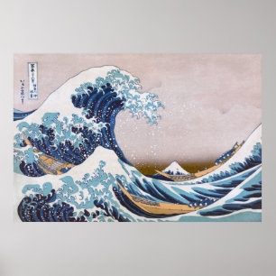 Den stora tsunamivågen utanför Kanagawa Japan av H Poster