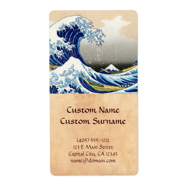 Den stora vågen av Kanagawa Katsushika Hokusai Fraktsedel (Framsidan)