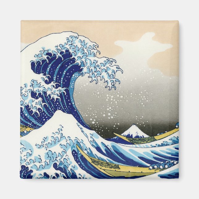 Den stora vågen av Kanagawa Katsushika Hokusai Magnet (Framsidan)