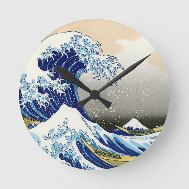 Den stora vågen av Kanagawa Katsushika Hokusai Rund Klocka (Framsida)