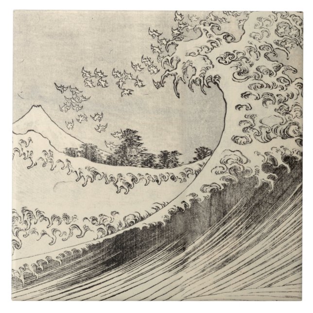 Den Stora Vågen (av Katsushika Hokusai) Kakelplatta (Framsidan)
