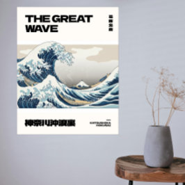 Den Stora Vågen Hokusai Samtida Minimalistisk Affi Fototryck