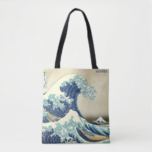 Den stora vågen – Katsushika Hokusai – Anpassad te Tygkasse