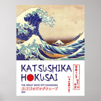 Den stora vågen utanför Kanagawa - Japansk konsttr Poster