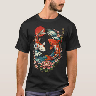 Den Stora Vågen Utanför Koi Fiskar T Shirt