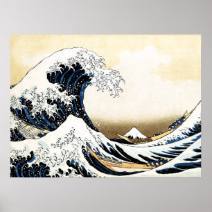 Den stora vågen vid Kanagawa Hokusai, japansk kons Poster