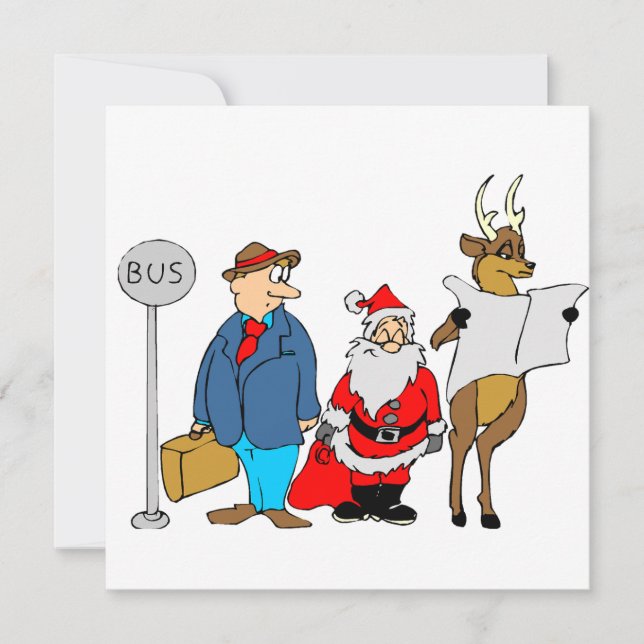 Den store mannen Santa Reindeer vid Buss Stop Kort (Framsida)
