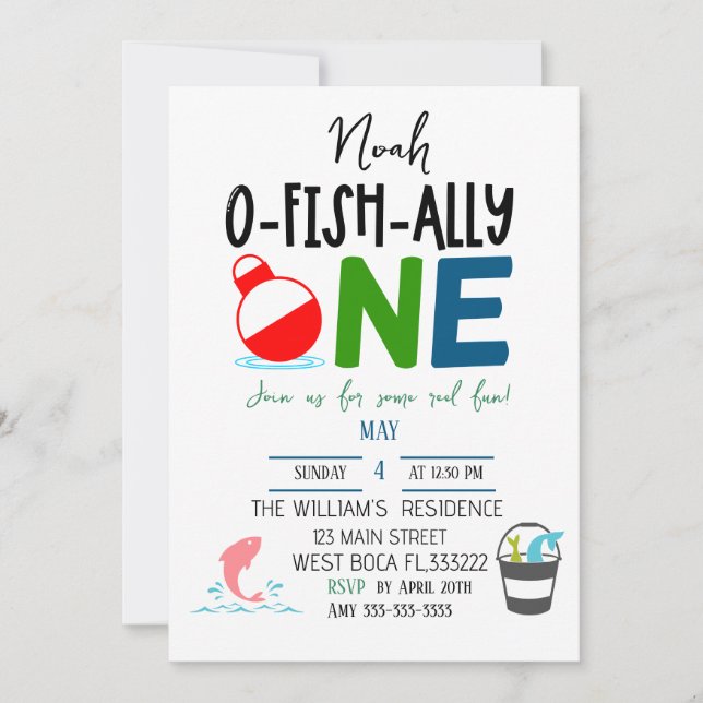 Den store One Fishing Birthday inbjudan (Framsida)