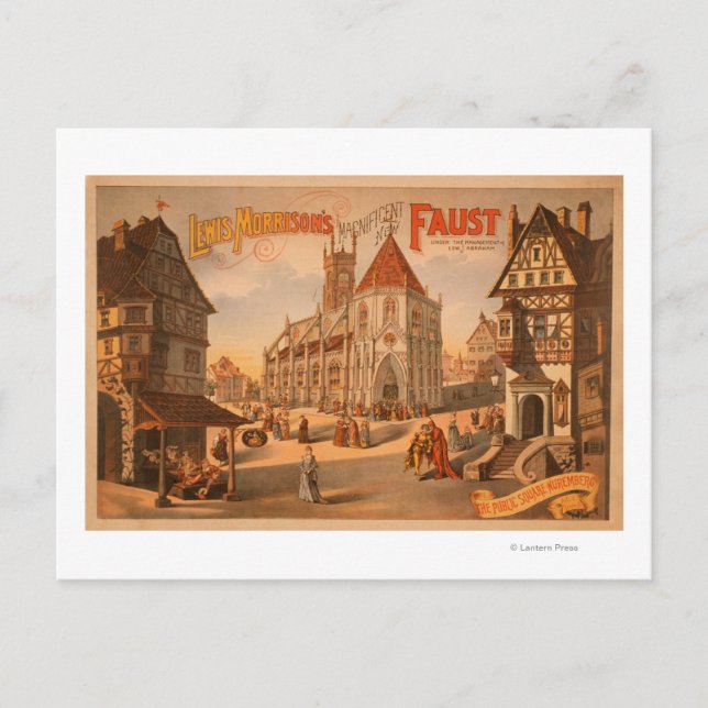 Den storslagna nya Faust Nürnberg Tyskland Poster Vykort (Framsida)