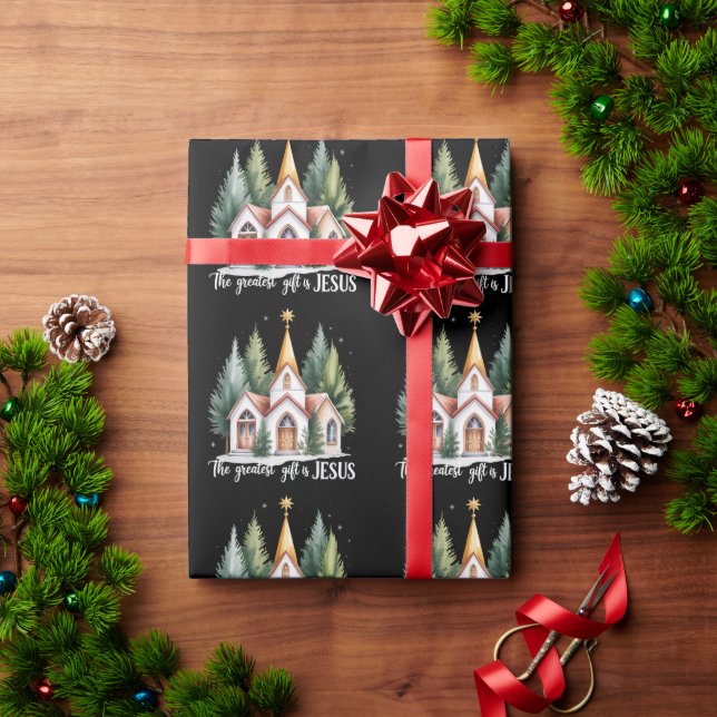 Den Största Gåvan är Jesus Jul Kyrka Kristus Presentpapper (Julgåva)