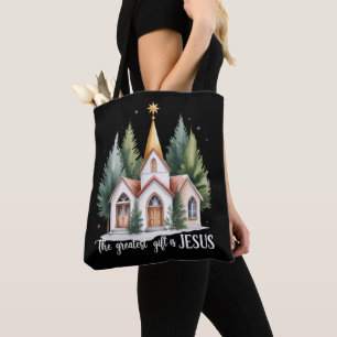 Den Största Gåvan är Jesus Jul Kyrka Kristus Tygkasse