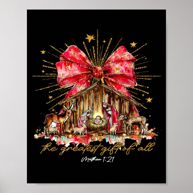 Den Största Gåvan Av Alla Julkrubba Kristna  Poster (Framsidan)