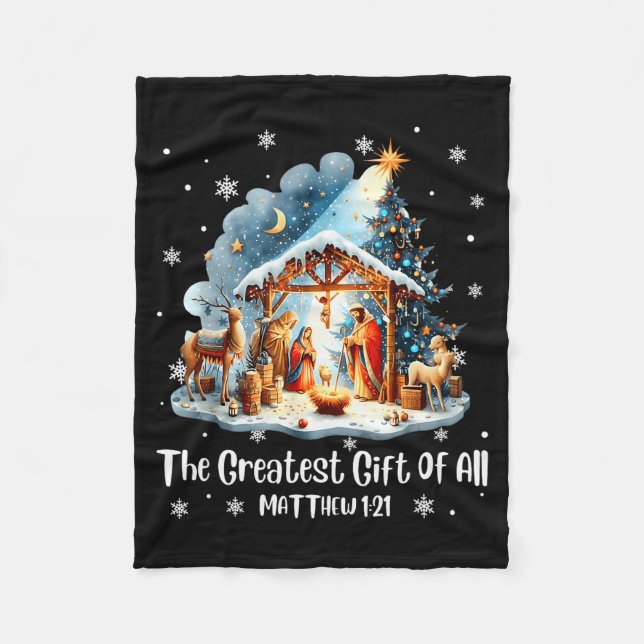 Den Största Gåvan För All Jul Nativitet Jesus Fleecefilt (Framsidan)