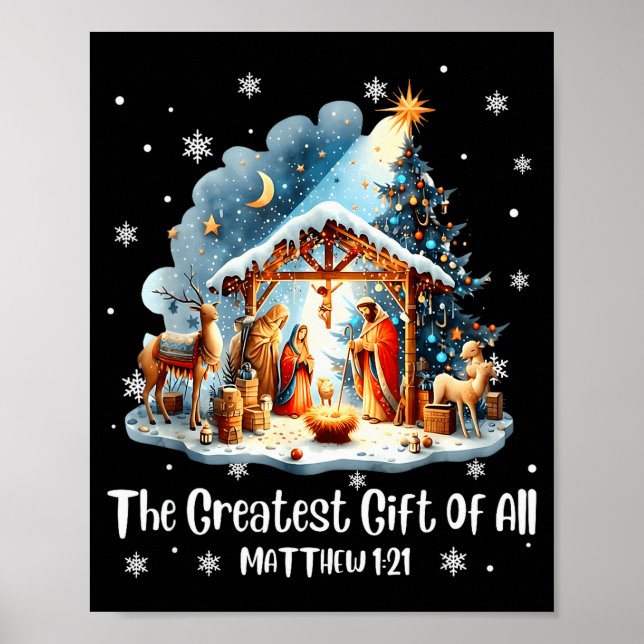 Den Största Gåvan För All Jul Nativitet Jesus Poster (Framsidan)