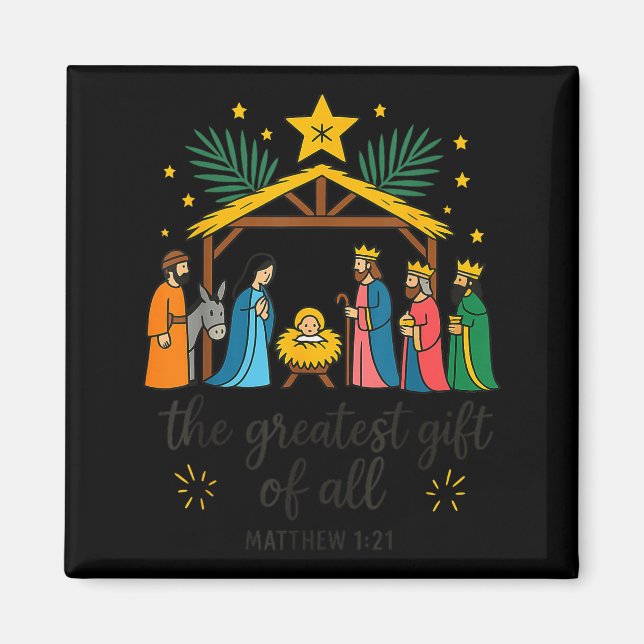 Den Största Gåvan För Alla Julens Krubba Jesus Magnet (Framsidan)