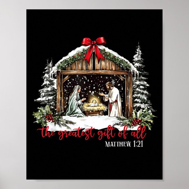 Den Största Gåvan Genom Tiderna Jesus Bebis Jul Kr Poster (Framsidan)