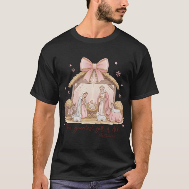 Den Största Gåvan Julkrubba Jul  T Shirt (Framsida)