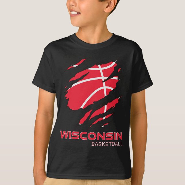 Den stressade basketbollen i Badger State Home Wis T Shirt (Framsida)