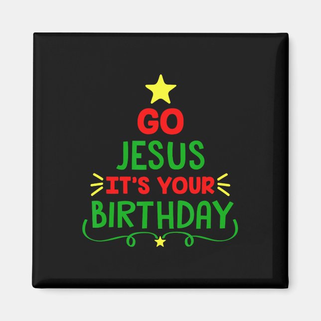 Den stressade, kör Jesus och din födelsedag julfes Magnet (Framsidan)