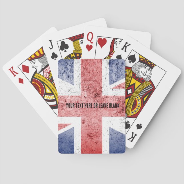 Den stressade Union Jack-designen. Anpassa text Casinokort (Baksidan)