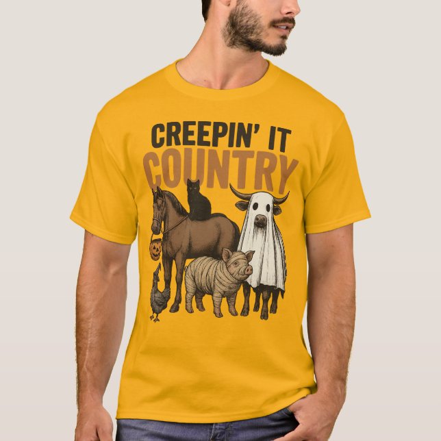 Den stressade värmeöverföringen av Creepin i Land  T Shirt (Framsida)